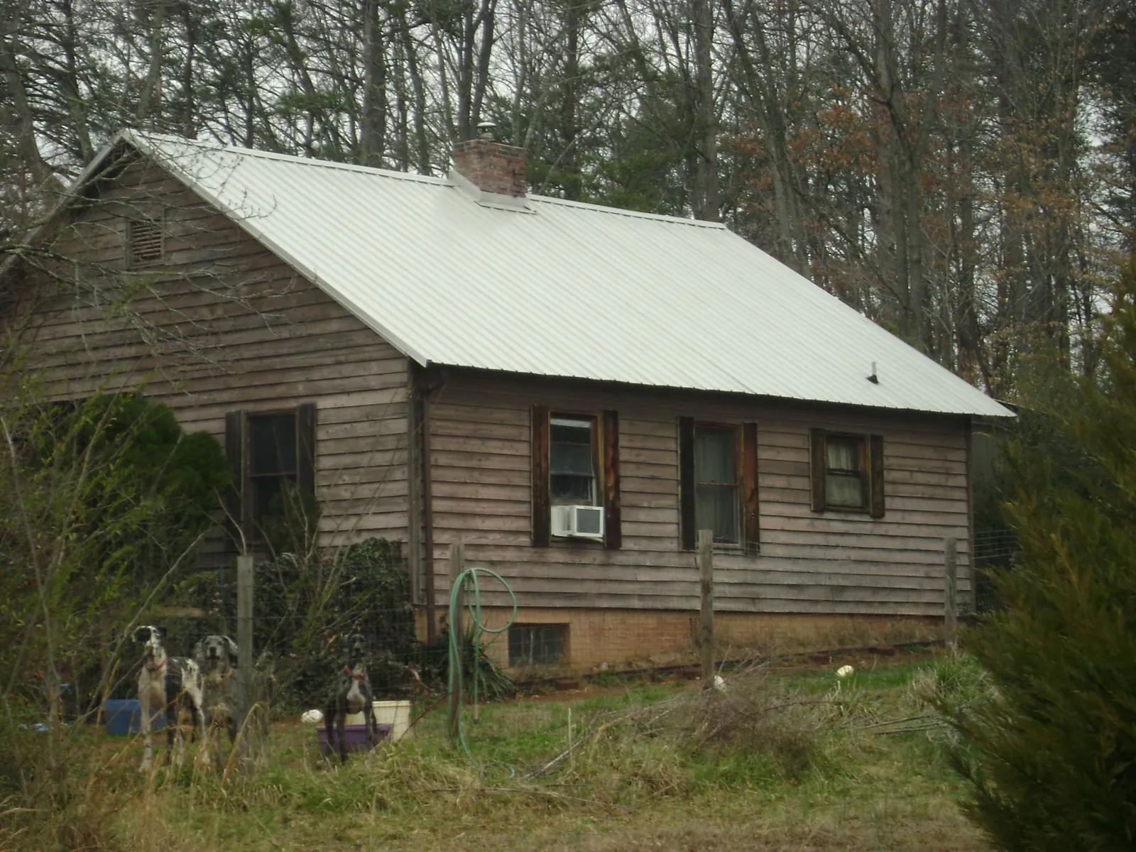 White metal roof on an old wood sided farmhouse, from a Asphalt Shingle Roof Repair job in Whitesburg